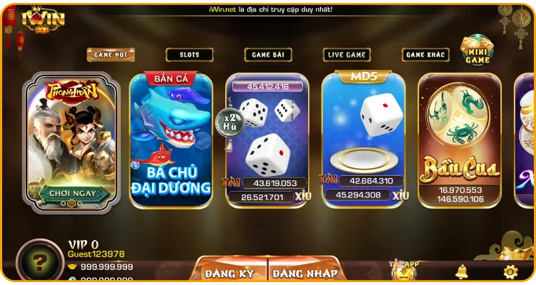 Giao diện cổng game Iwin Club